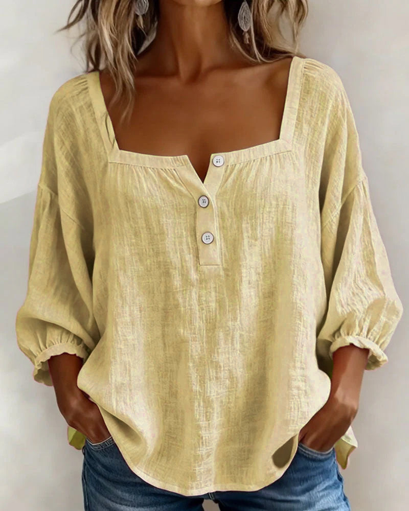 PAULA™ | Blusa Elegante de Escote Cuadrado y Corte Refinado