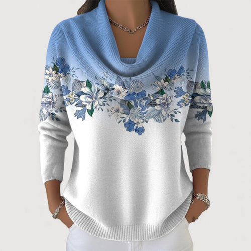Aurora | Jersey floral con cuello alto