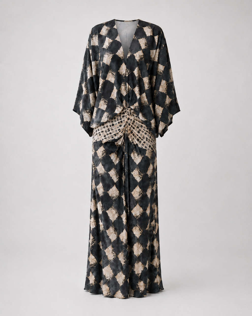 Índigo™ | Vestido largo de manga kimono con drapeado