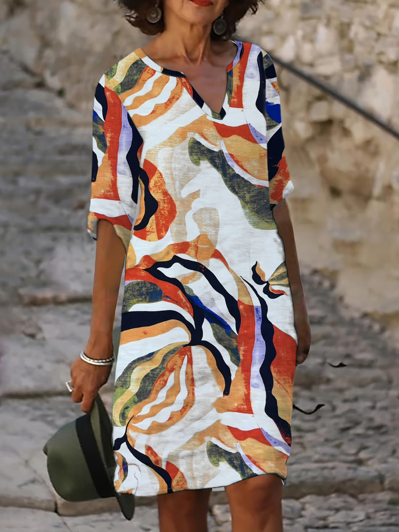 EMMA™ | Artistic Print Midi Dress