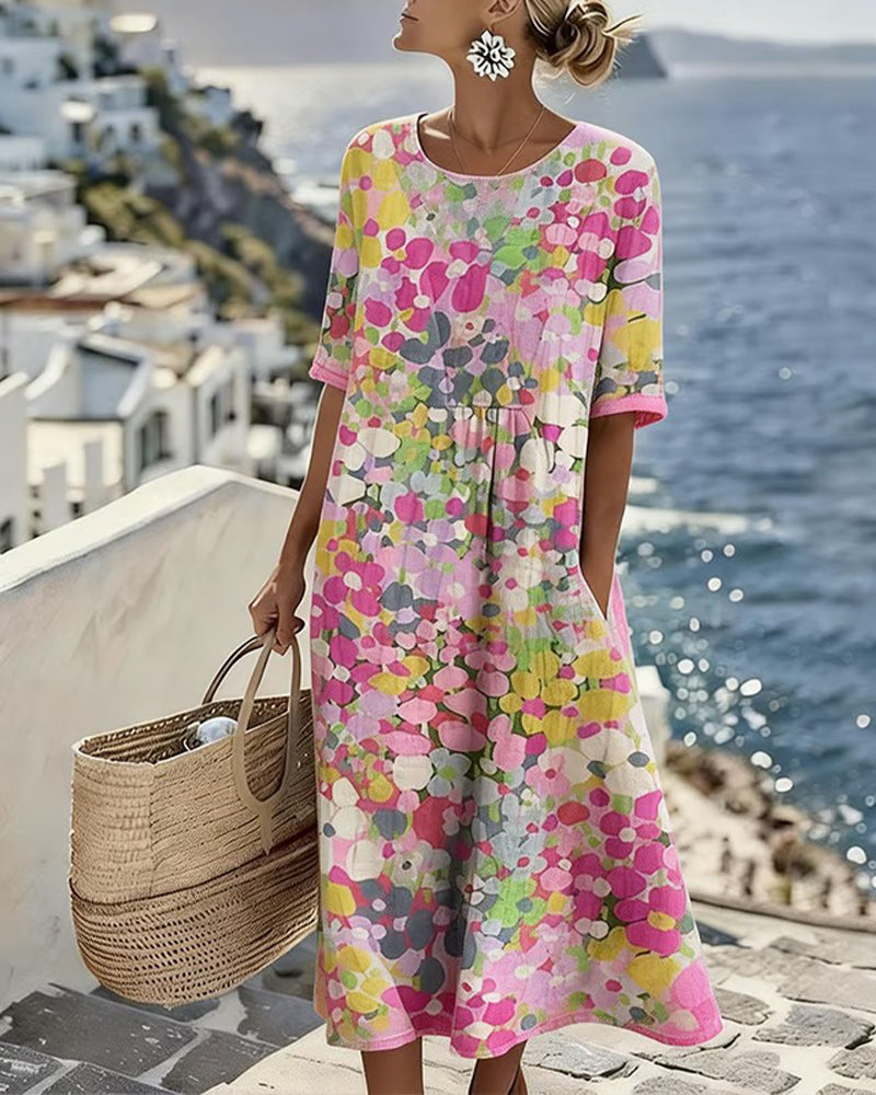 ELENA™ | Vestido Midi Floral de Elegancia Atemporal