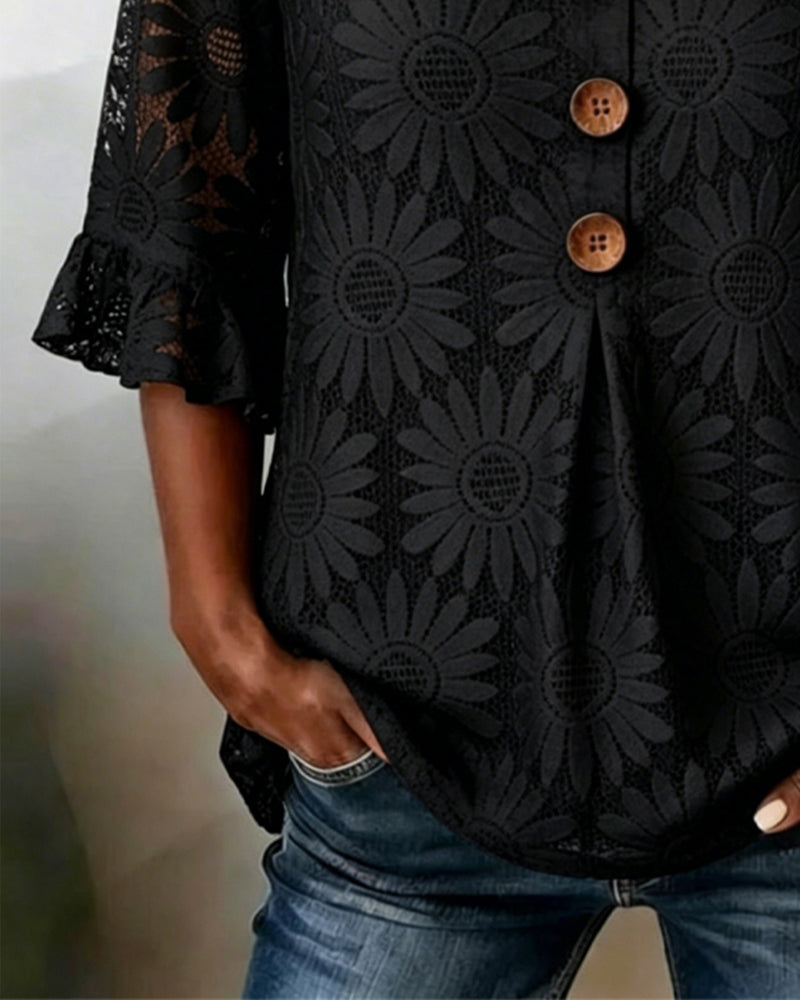 FLORÉA™ | Elegante Bluse mit Rüschen und raffiniertem Blumenmuster
