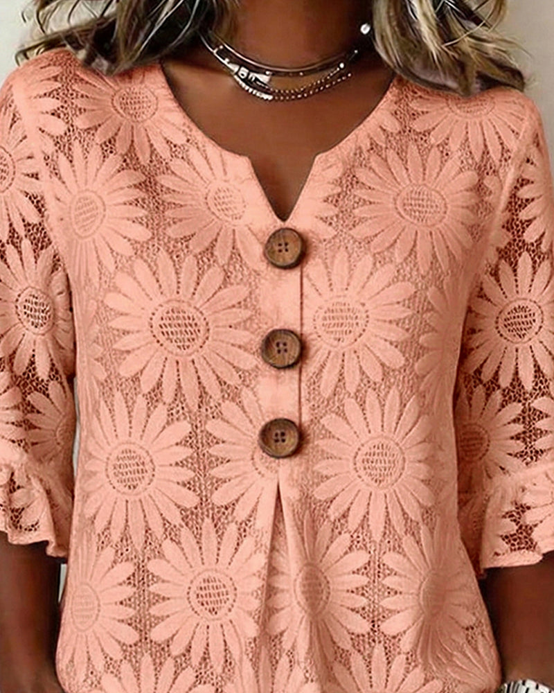 FLORÉA™ | Elegante Bluse mit Rüschen und raffiniertem Blumenmuster