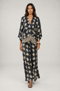 Índigo™ | Vestido largo de manga kimono con drapeado