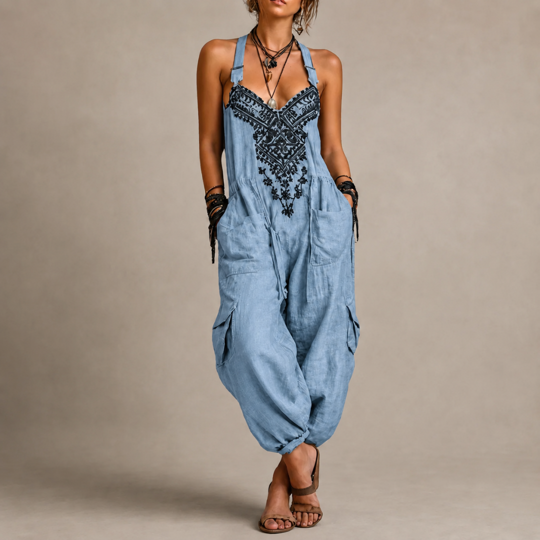 Astrid™ | Mono Boho de Lino con Bordado