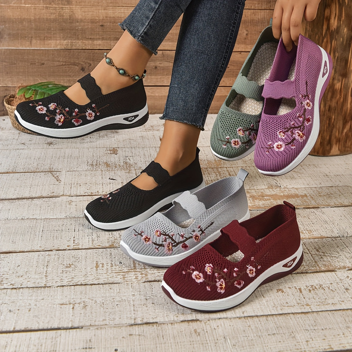 Laura™ | Zapatos Ortopédicos con Bordado Floral