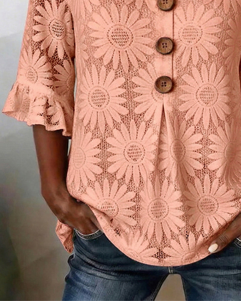 FLORÉA™ | Elegante Bluse mit Rüschen und raffiniertem Blumenmuster