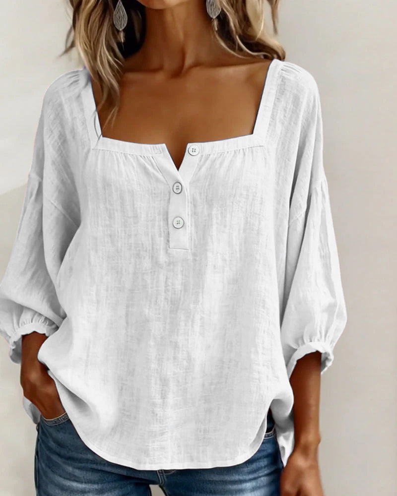 PAULA™ | Blusa Elegante de Escote Cuadrado y Corte Refinado