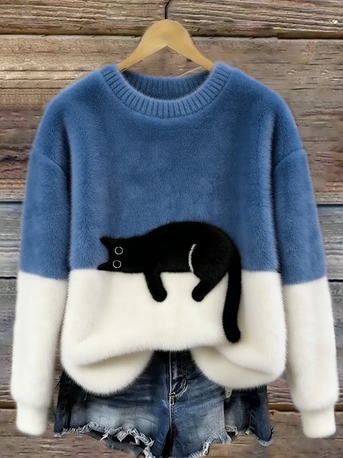Carina™ | Jersey oversize con estampado de gato