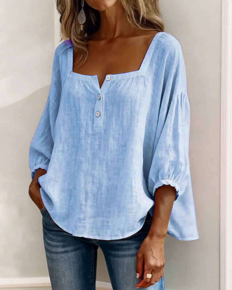 PAULA™ | Elegante Bluse mit quadratischem Ausschnitt und raffiniertem Schnitt
