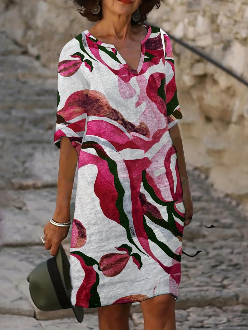 EMMA™ | Vestido Midi con Estampado Artístico