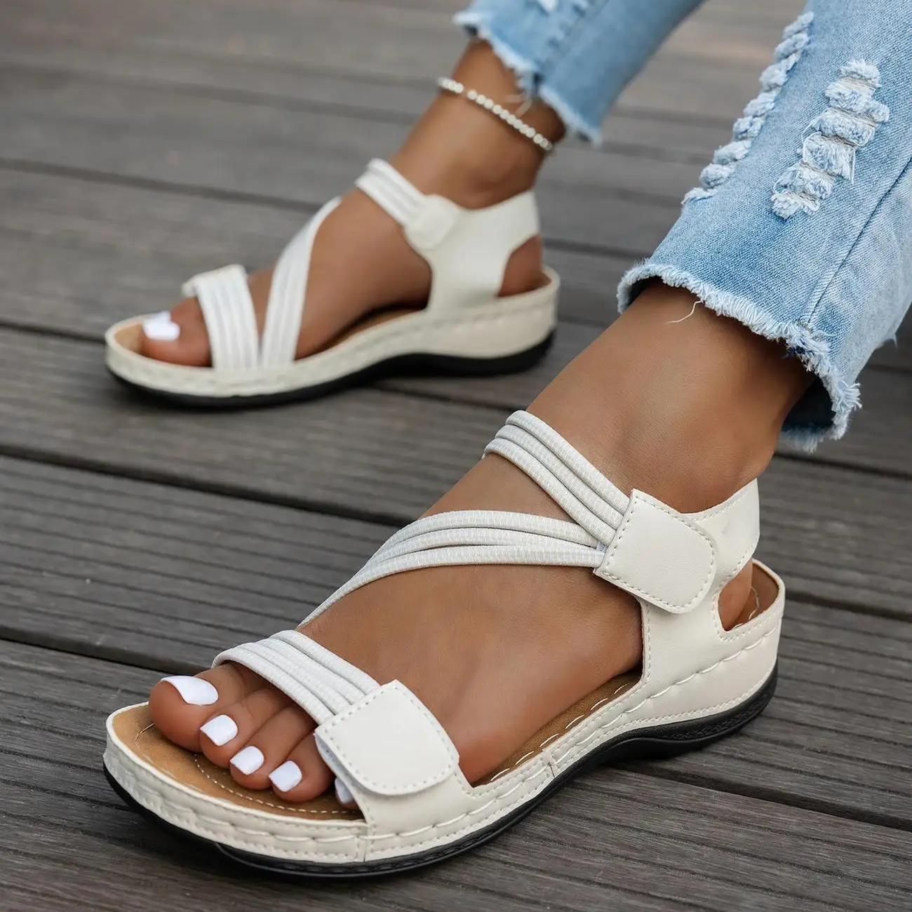 Bianca™ | Sandalias Ortopédicas con Cierre Ajustable