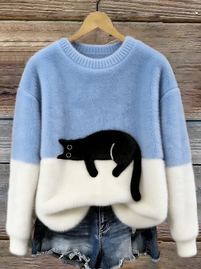 Carina™ | Jersey oversize con estampado de gato