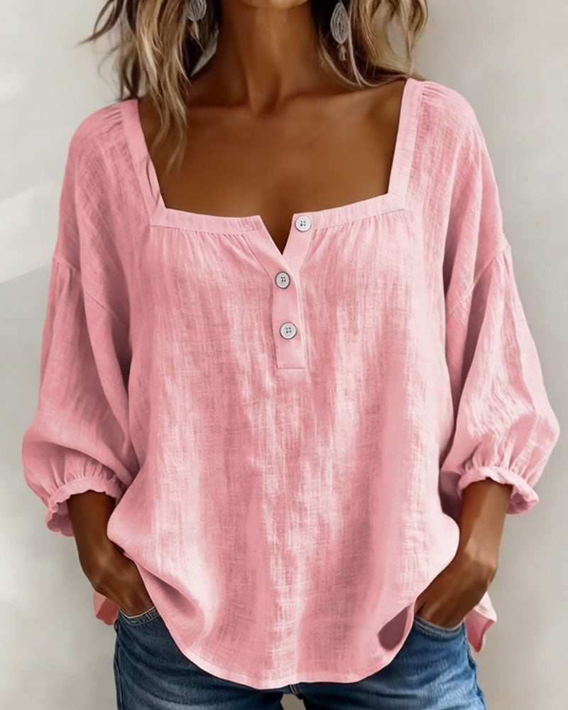 PAULA™ | Blusa Elegante de Escote Cuadrado y Corte Refinado