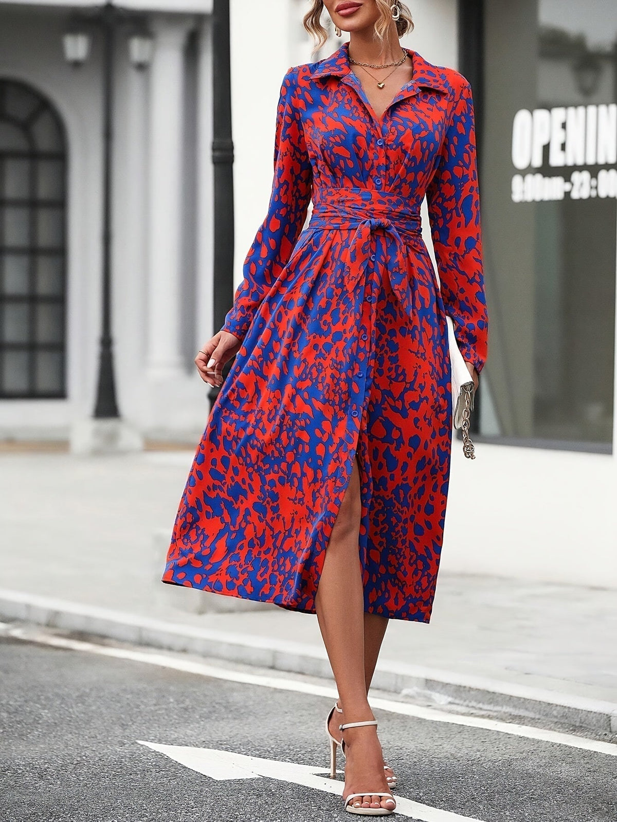 Valeria™ | Vestido camisero midi de manga larga