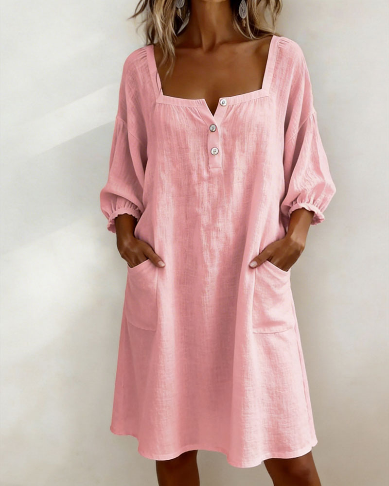 AURELIA™ | Vestido Escote Cuadrado & Mangas Abullonadas
