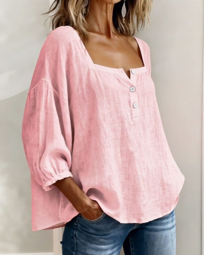 PAULA™ | Blusa Elegante de Escote Cuadrado y Corte Refinado