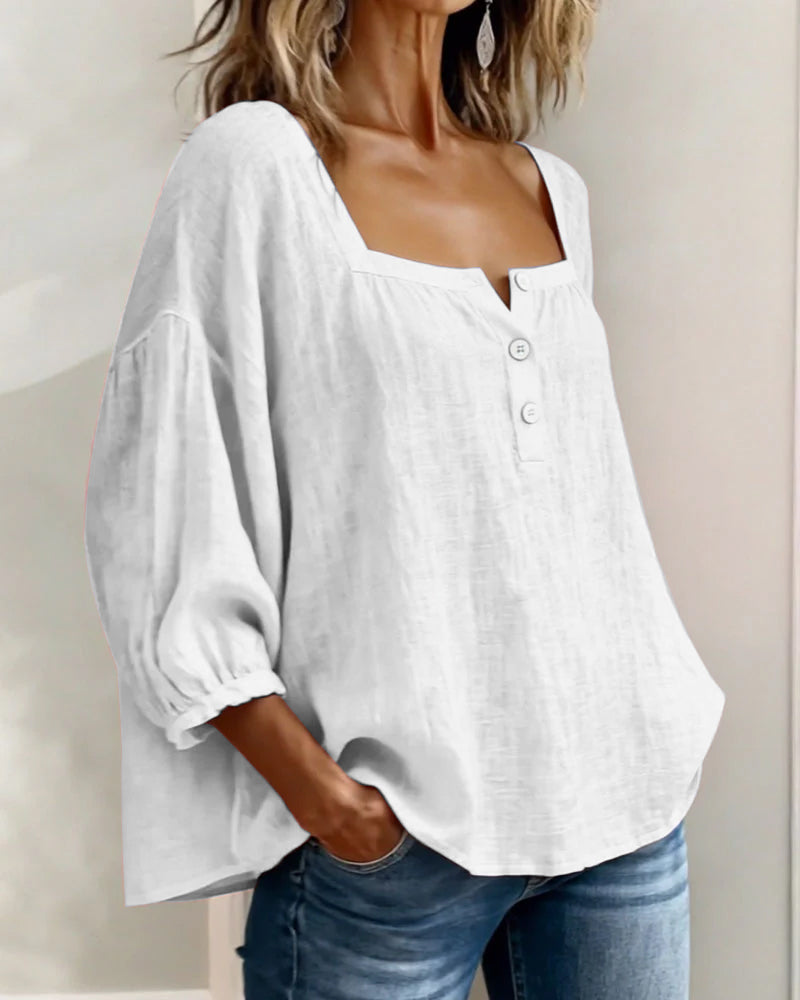 PAULA™ | Elegante Bluse mit quadratischem Ausschnitt und raffiniertem Schnitt
