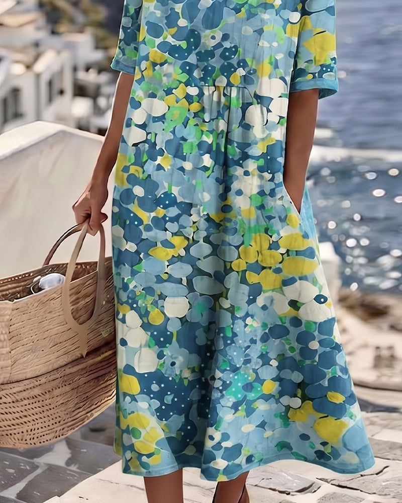 ELENA™ | Vestido Midi Floral de Elegancia Atemporal
