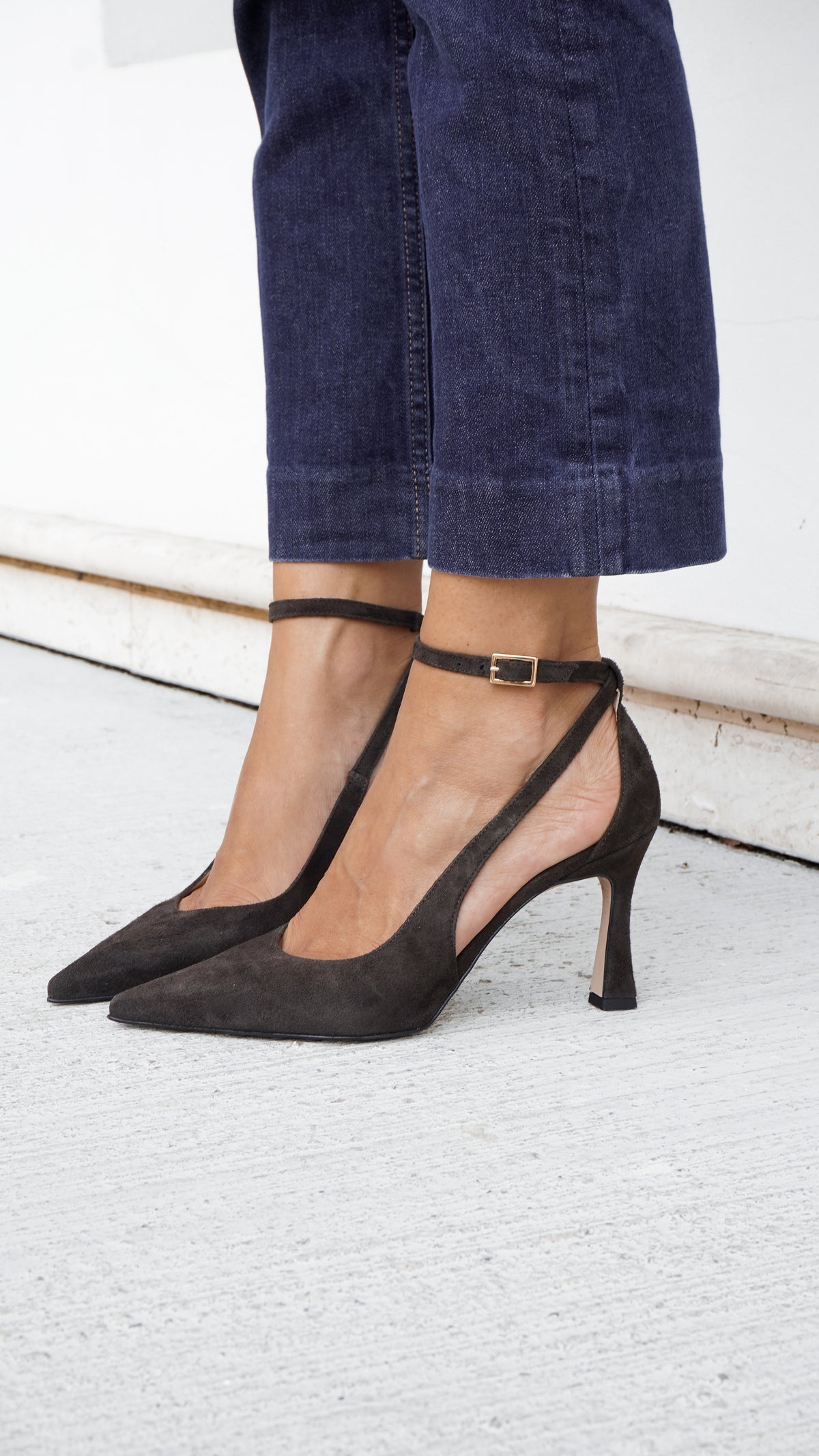 Verónica™ | Tacones de gamuza con tiras cruzadas