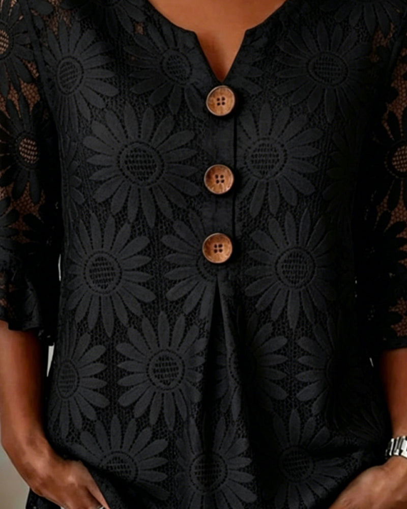 FLORÉA™ | Blusa Elegante con Volantes y Diseño Floral Refinado