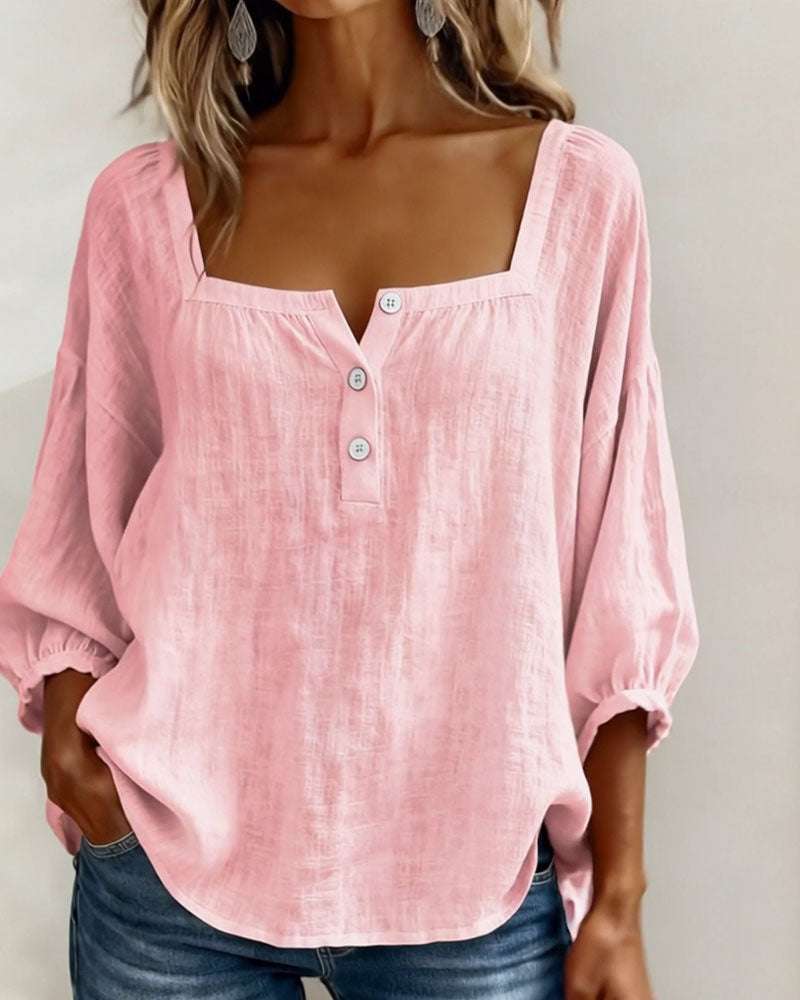 PAULA™ | Blusa Elegante de Escote Cuadrado y Corte Refinado
