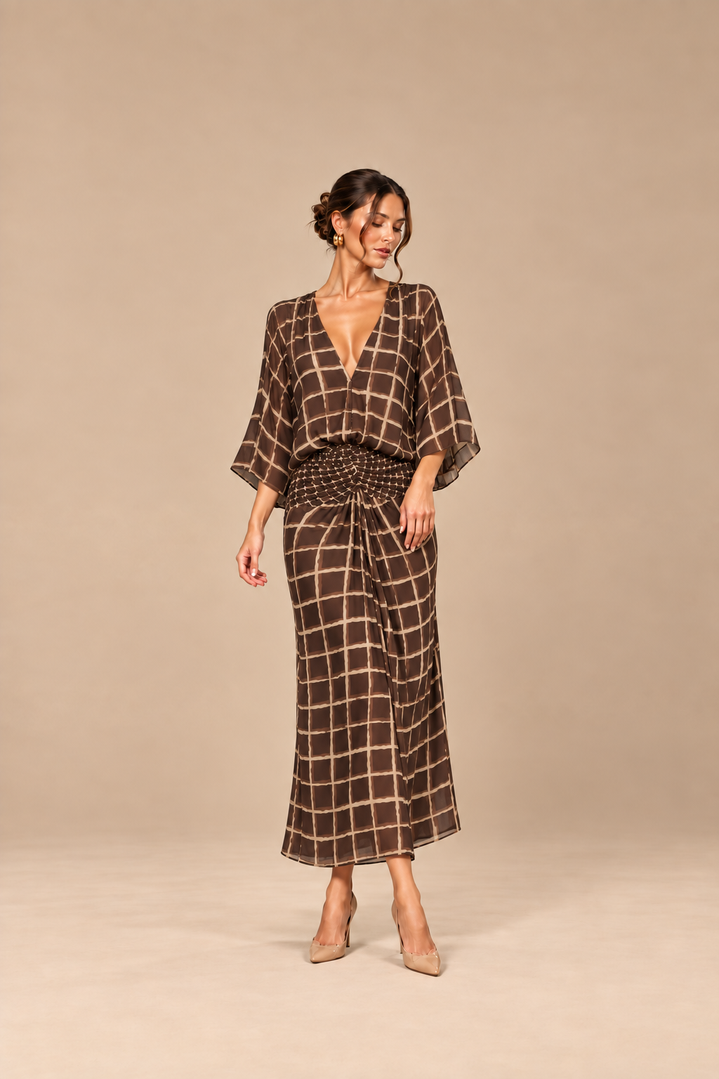 Alba™ | Vestido largo de gasa con cintura fruncida