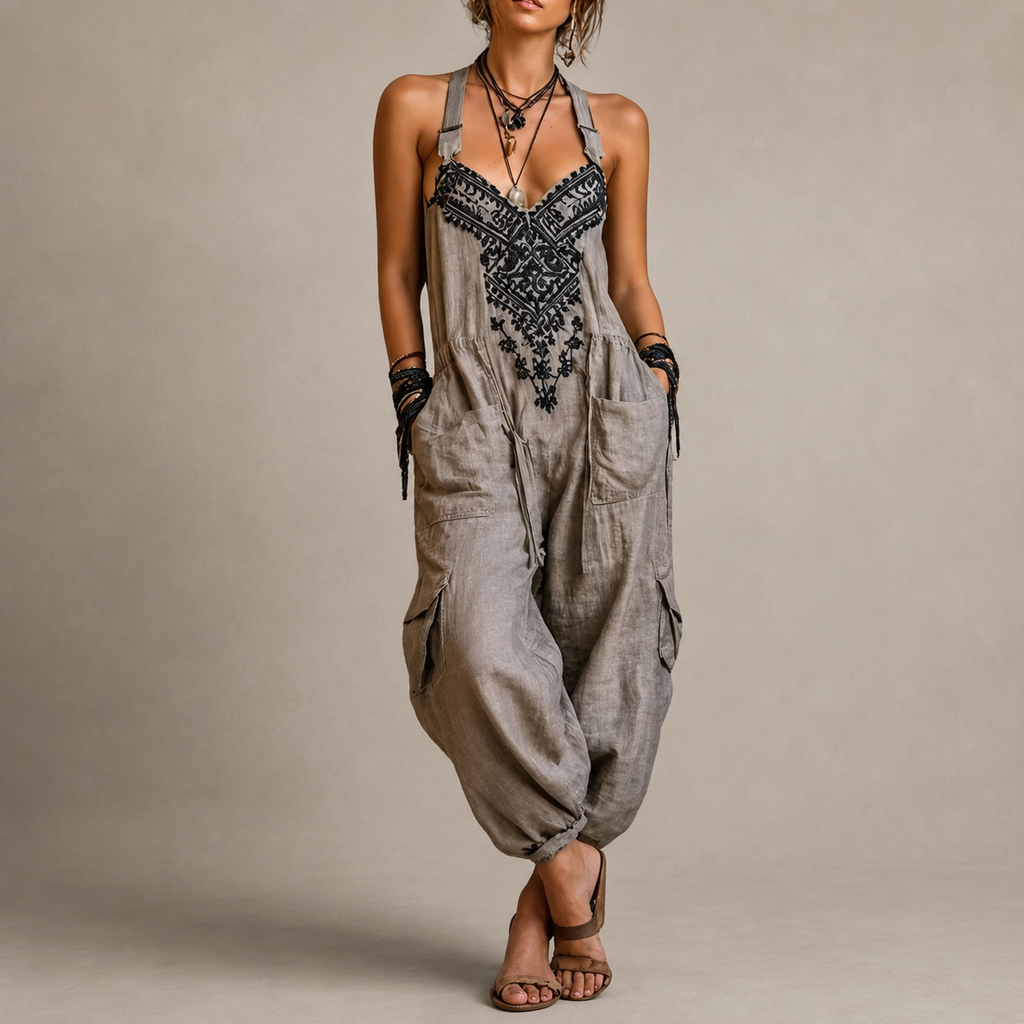 Astrid™ | Mono Boho de Lino con Bordado