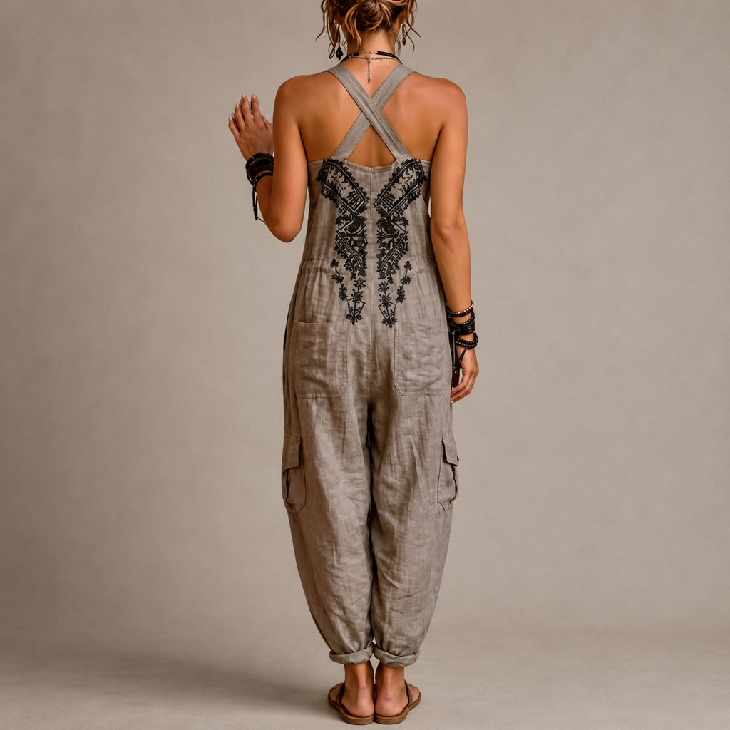 Astrid™ | Mono Boho de Lino con Bordado