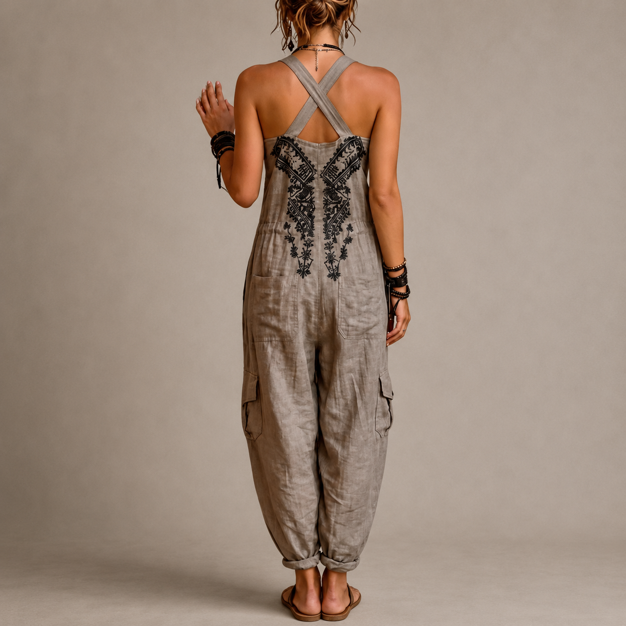 Astrid™ | Mono Boho de Lino con Bordado