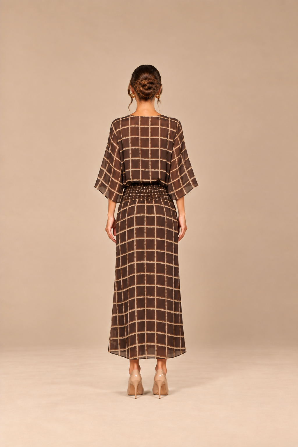 Alba™ | Vestido largo de gasa con cintura fruncida
