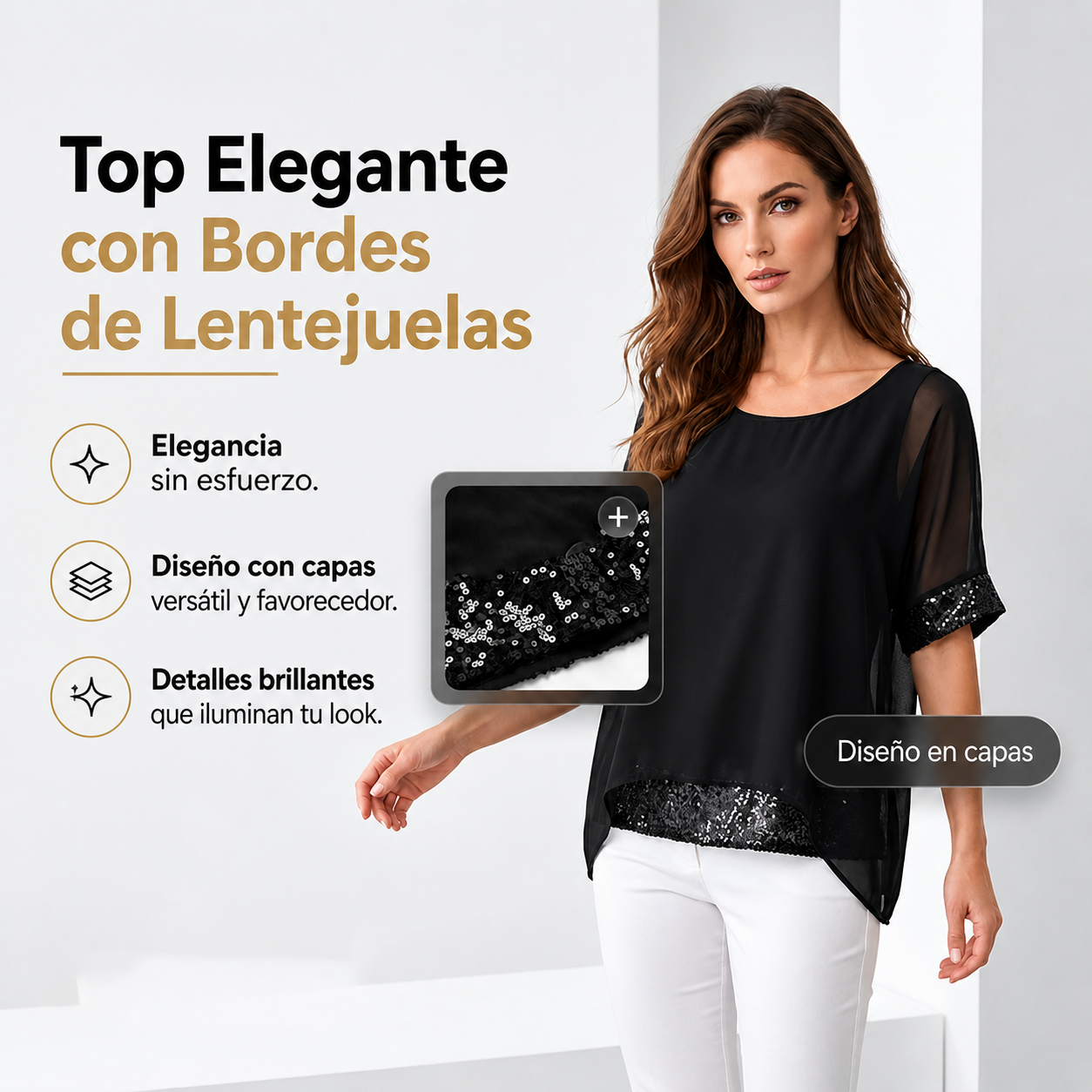 ÉLARA™ | Blusa de Estilo Refinado con Brillo Sutil y Caída Perfecta