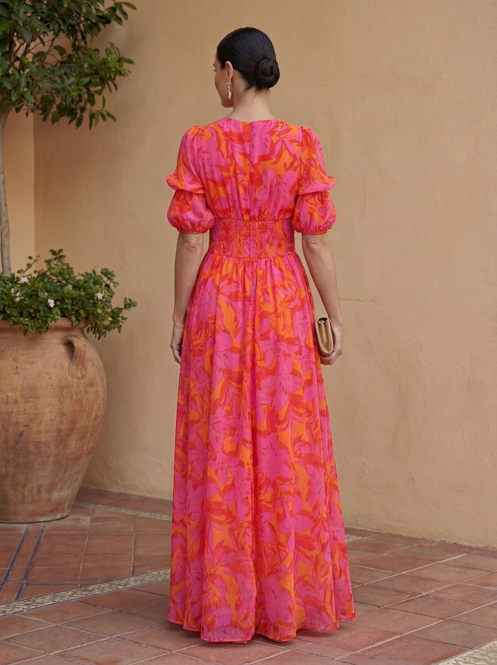 Valeria™ | Vestido largo estampado con manga abullonada