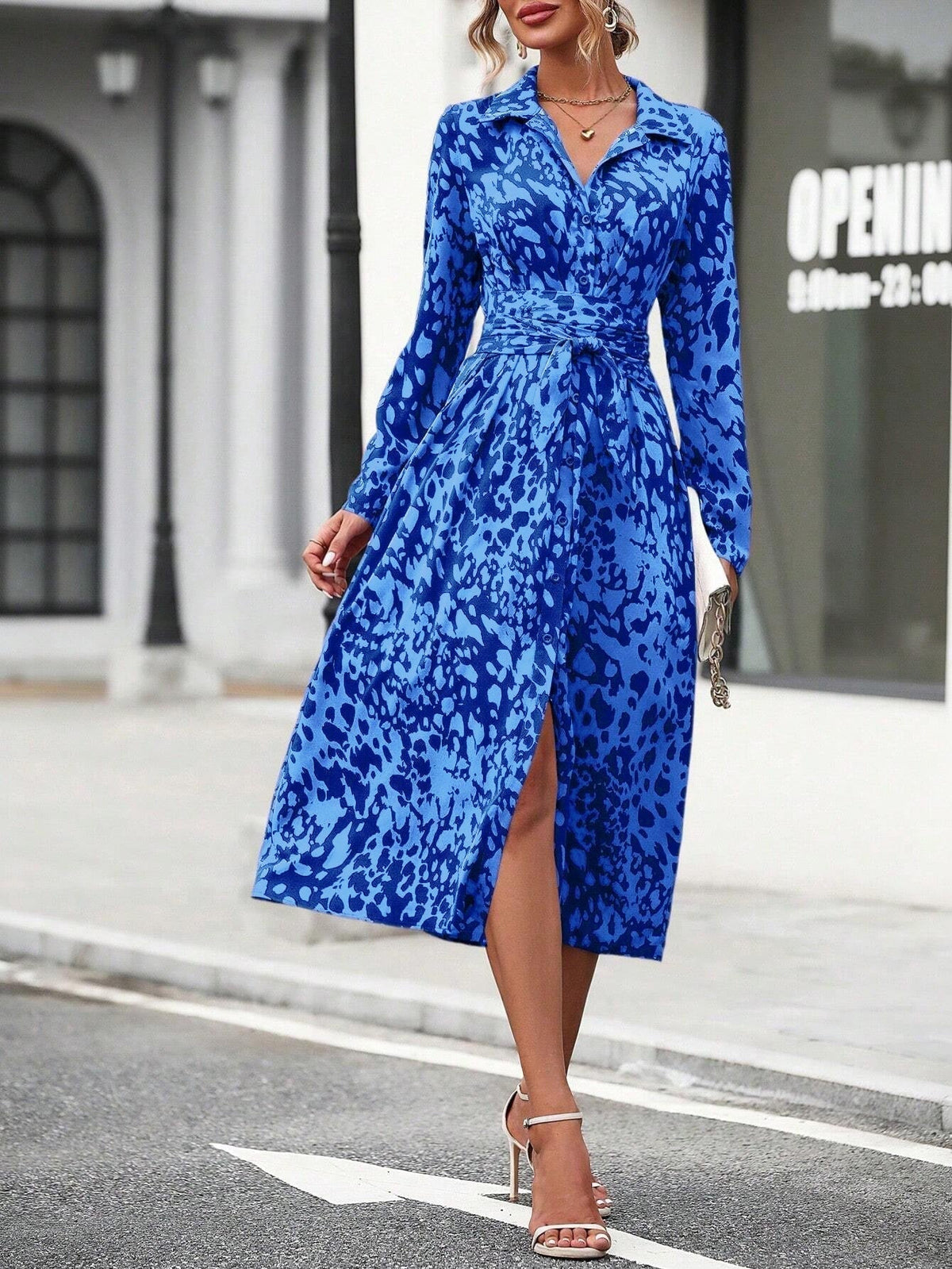 Valeria™ | Vestido camisero midi de manga larga