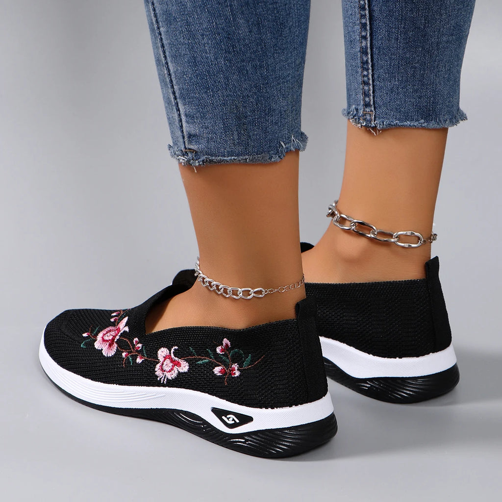 Rosa™ | Zapatillas Ortopédicas Antiderrapantes con Detalle Floral