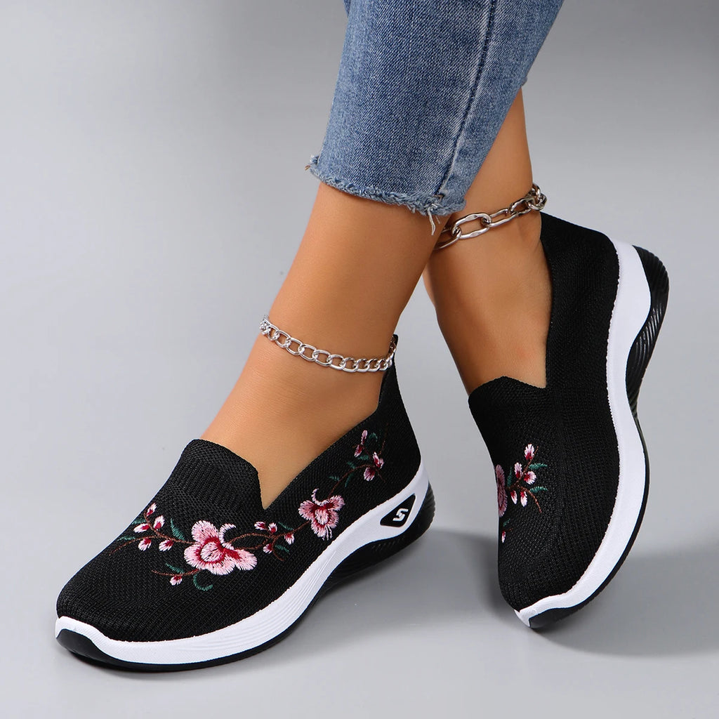 Rosa™ | Zapatillas Ortopédicas Antiderrapantes con Detalle Floral