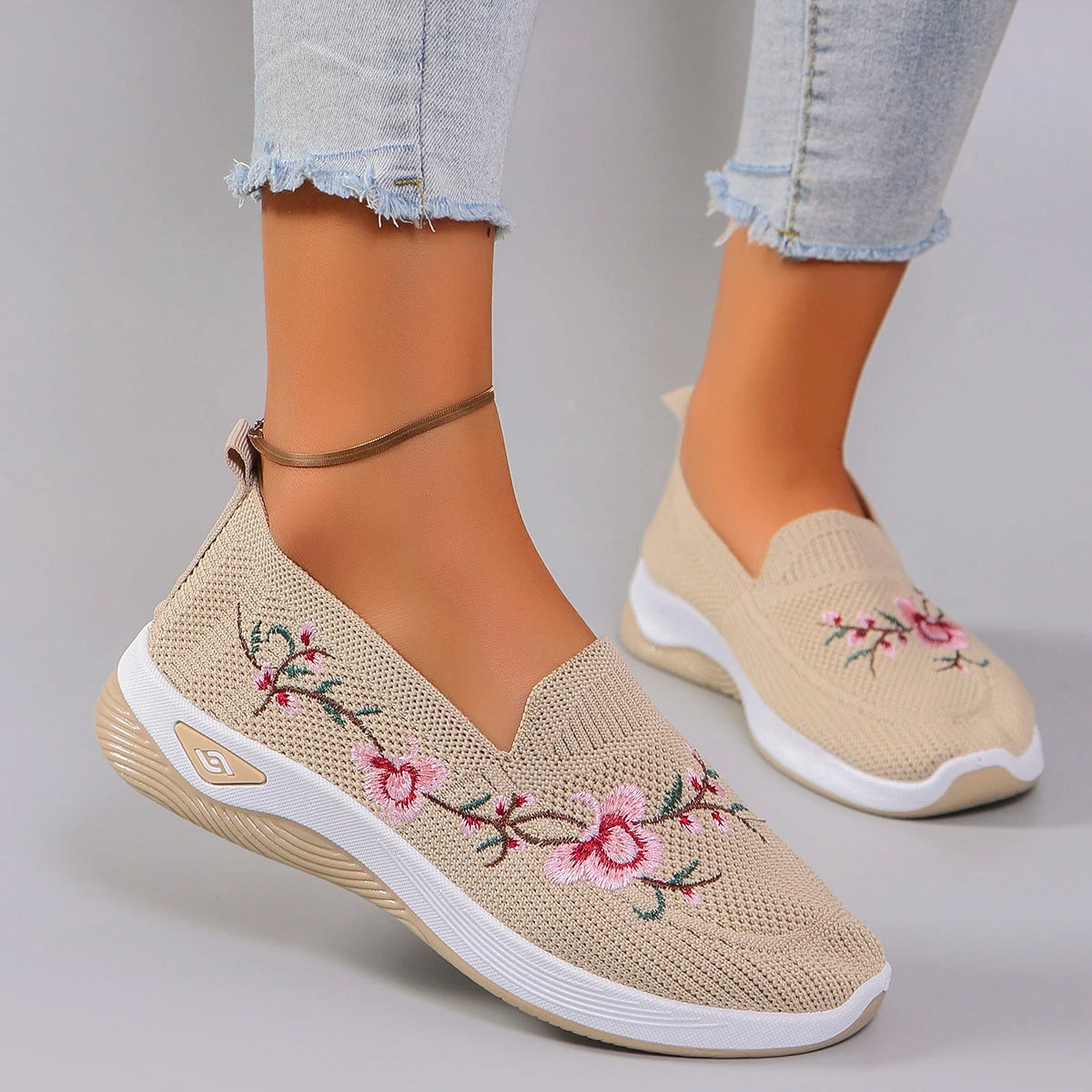 Rosa™ | Zapatillas Ortopédicas Antiderrapantes con Detalle Floral