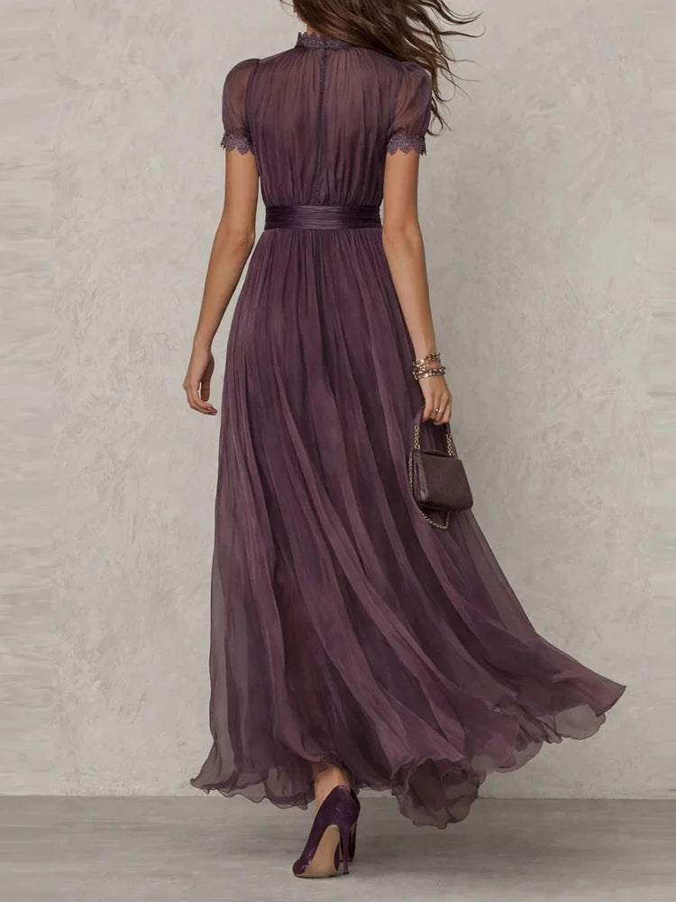 Alessia™ | Vestido largo de chifón con cintura marcada