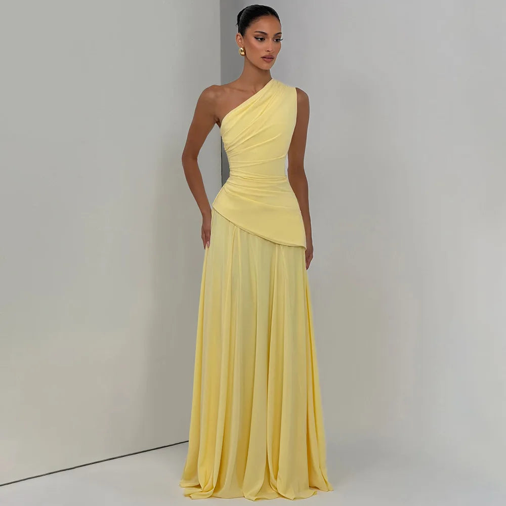 Bianca™ | Vestido largo asimétrico con drapeado en la cintura