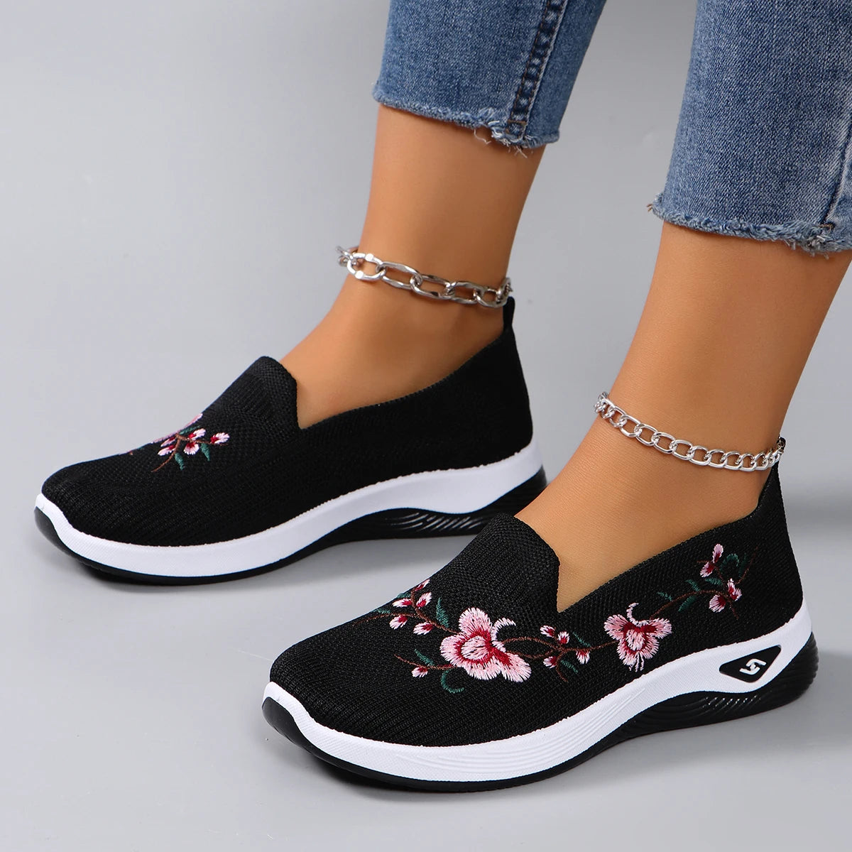 Rosa™ | Zapatillas Ortopédicas Antiderrapantes con Detalle Floral