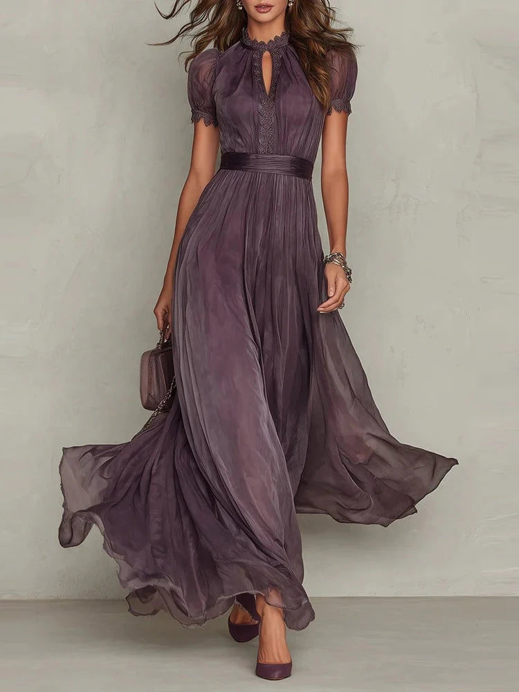 Alessia™ | Vestido largo de chifón con cintura marcada