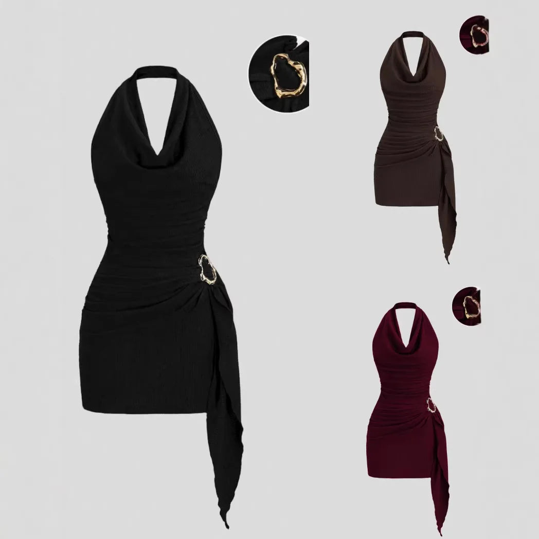 Noa™ | Vestido corto con escote halter y detalle drapeado