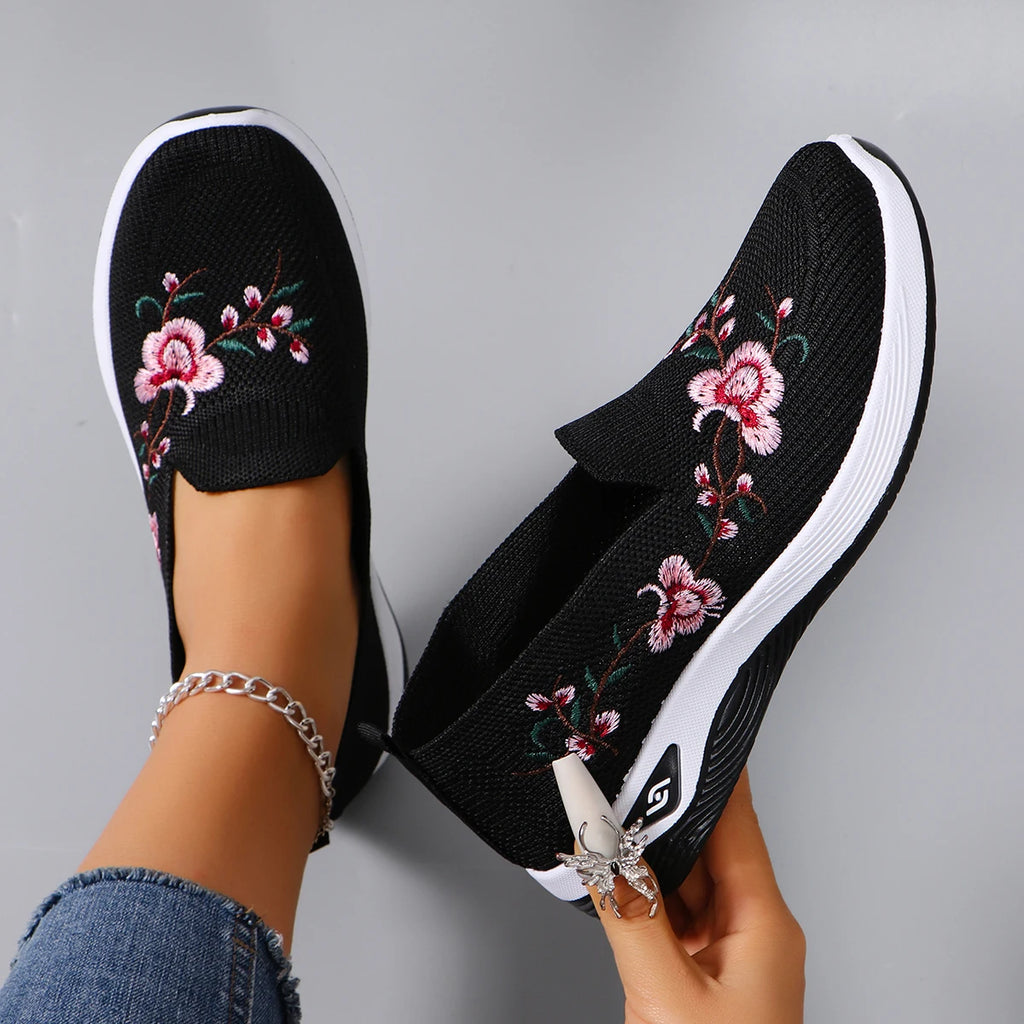 Rosa™ | Zapatillas Ortopédicas Antiderrapantes con Detalle Floral