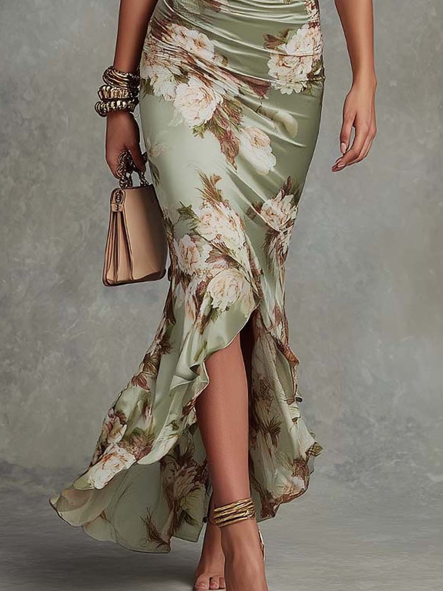 Anastasia™ | Vestido Largo de Raso Floral