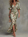 Anastasia™ | Vestido Largo de Raso Floral