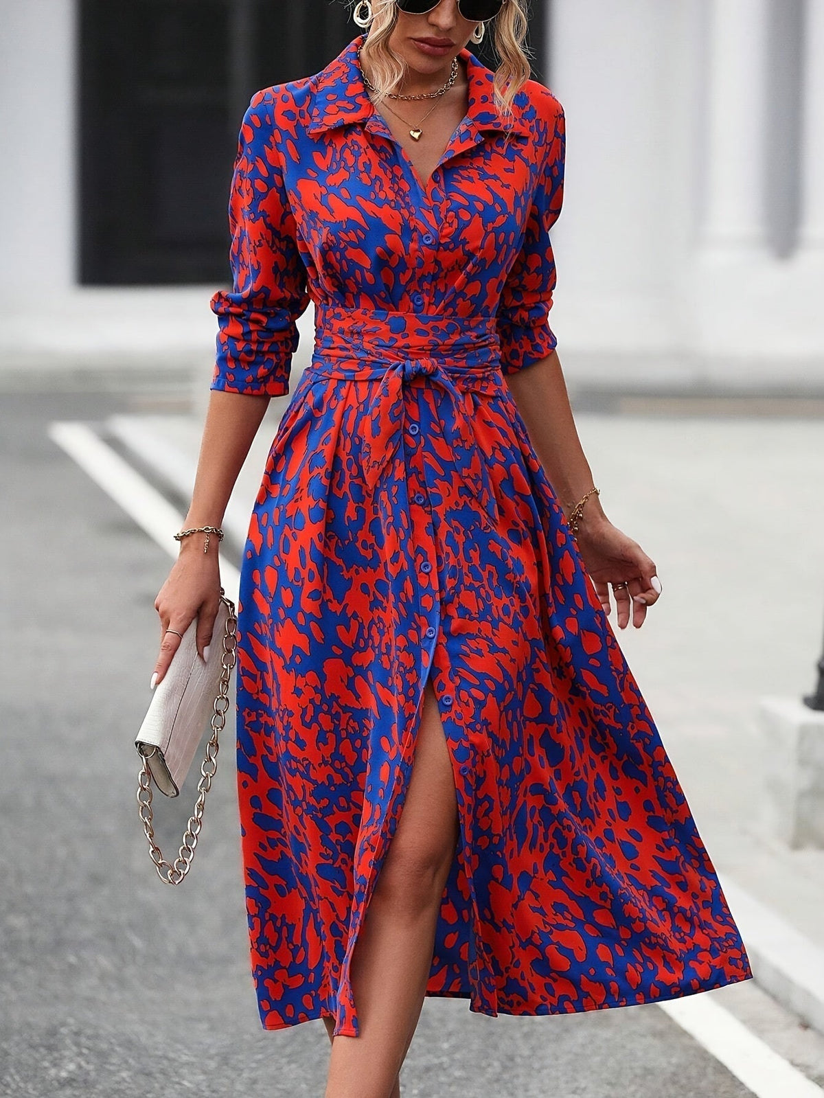 Valeria™ | Vestido camisero midi de manga larga