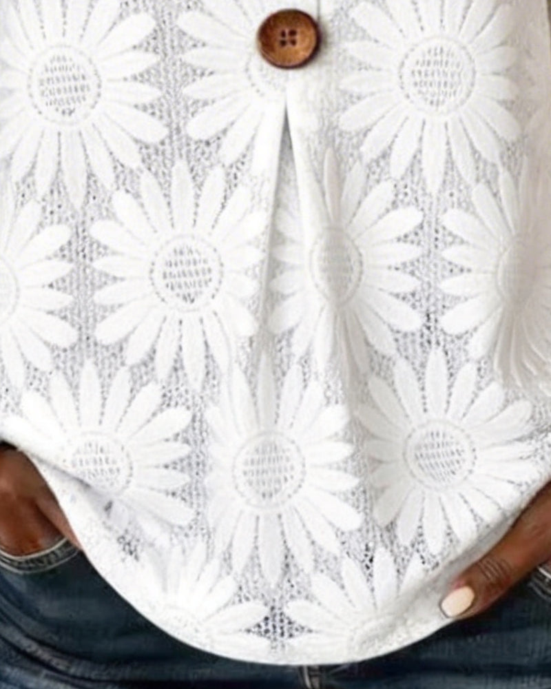 FLORÉA™ | Blusa Elegante con Volantes y Diseño Floral Refinado