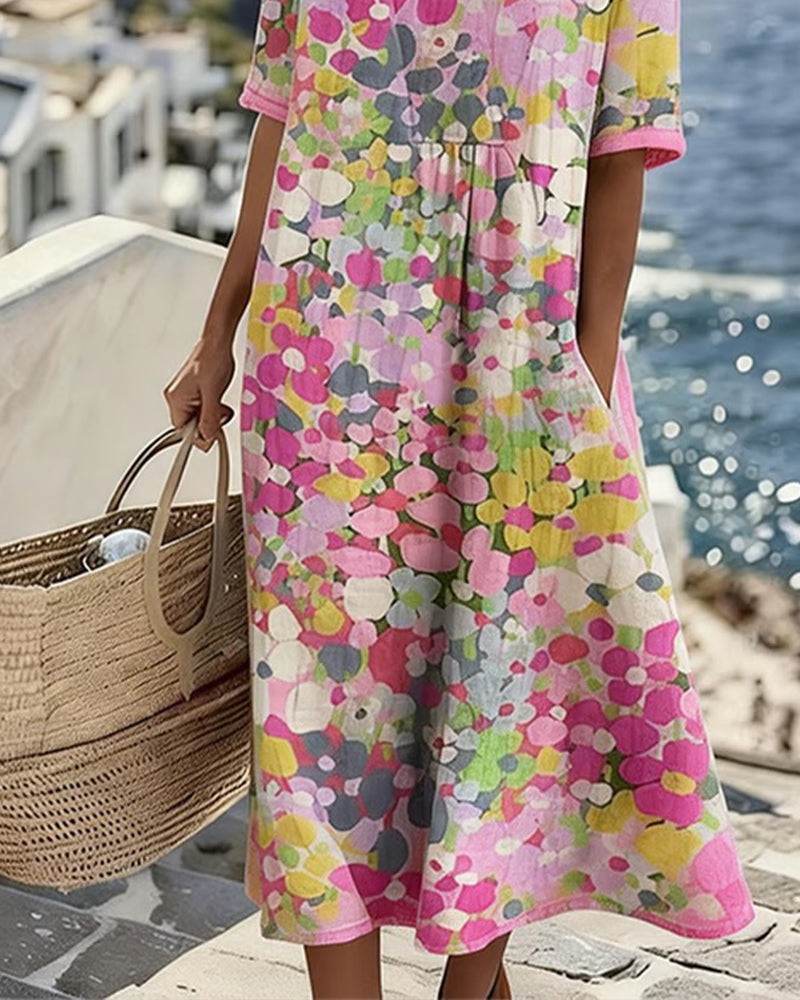 ELENA™ | Vestido Midi Floral de Elegancia Atemporal