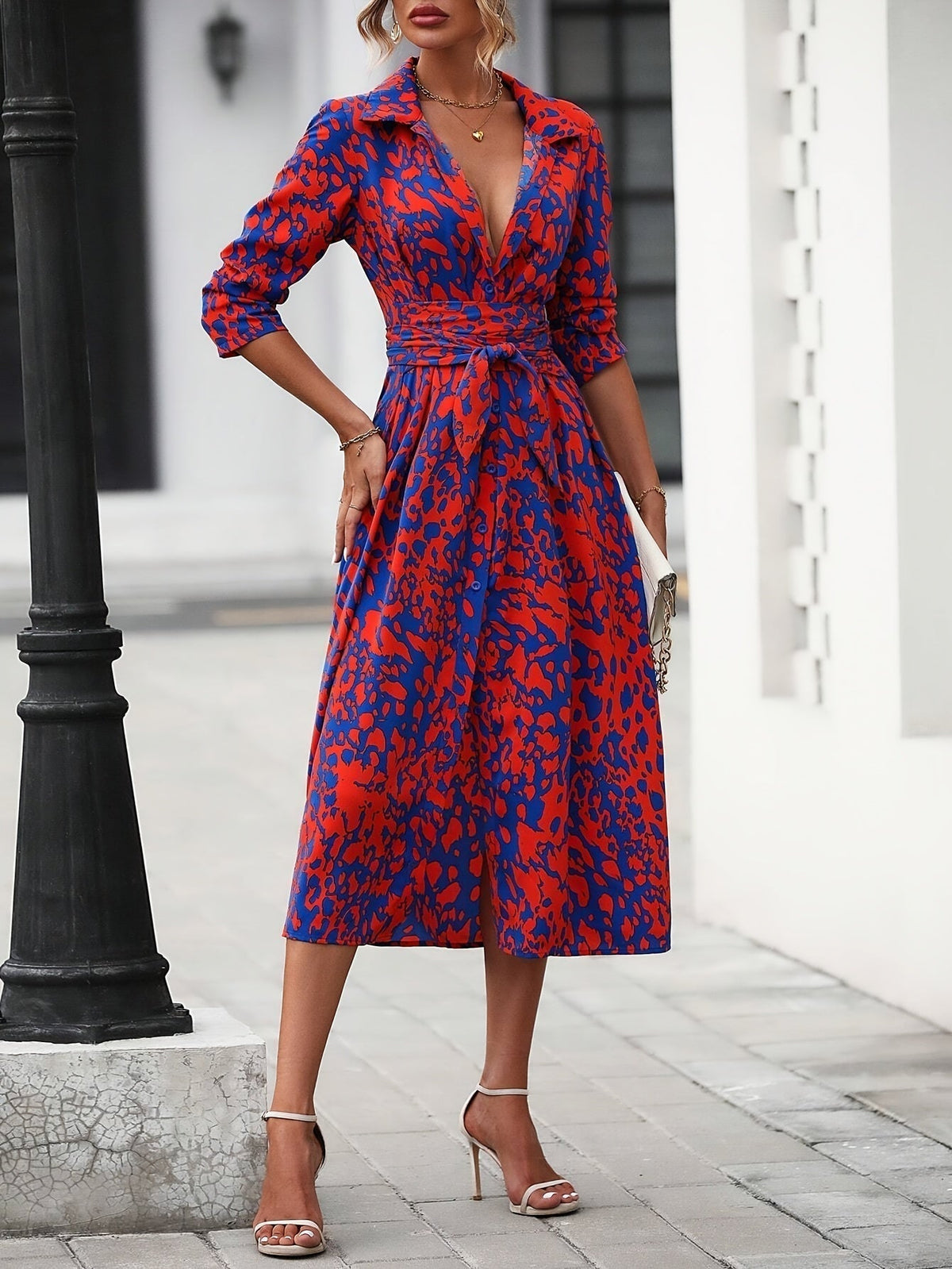 Valeria™ | Vestido camisero midi de manga larga