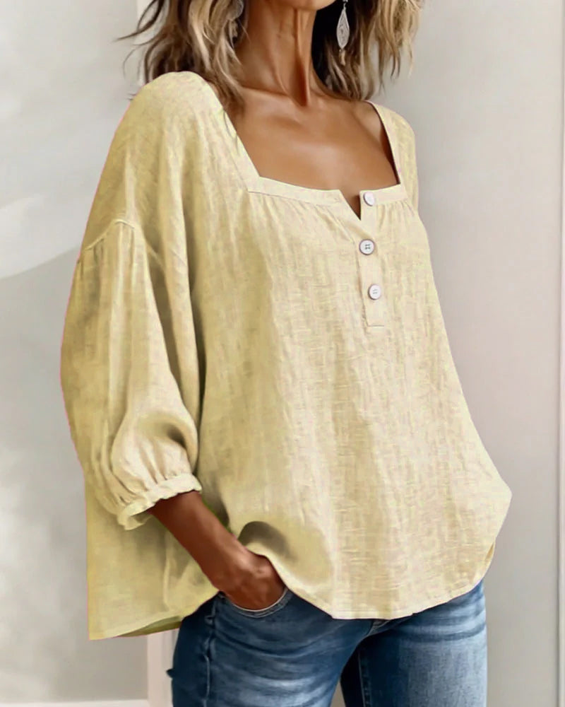 PAULA™ | Elegante Bluse mit quadratischem Ausschnitt und raffiniertem Schnitt